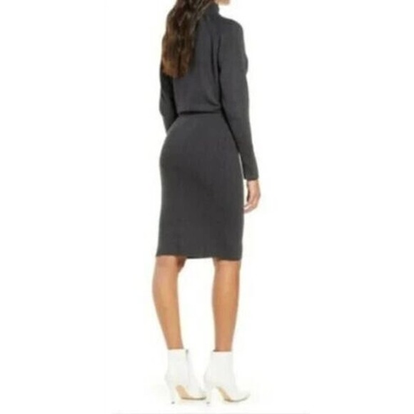 A8 NWT ELIZA J Grey Knit Mock Neck Zipper Side Long Sleeve Sweater Dress Size S - Picture 5 of 8